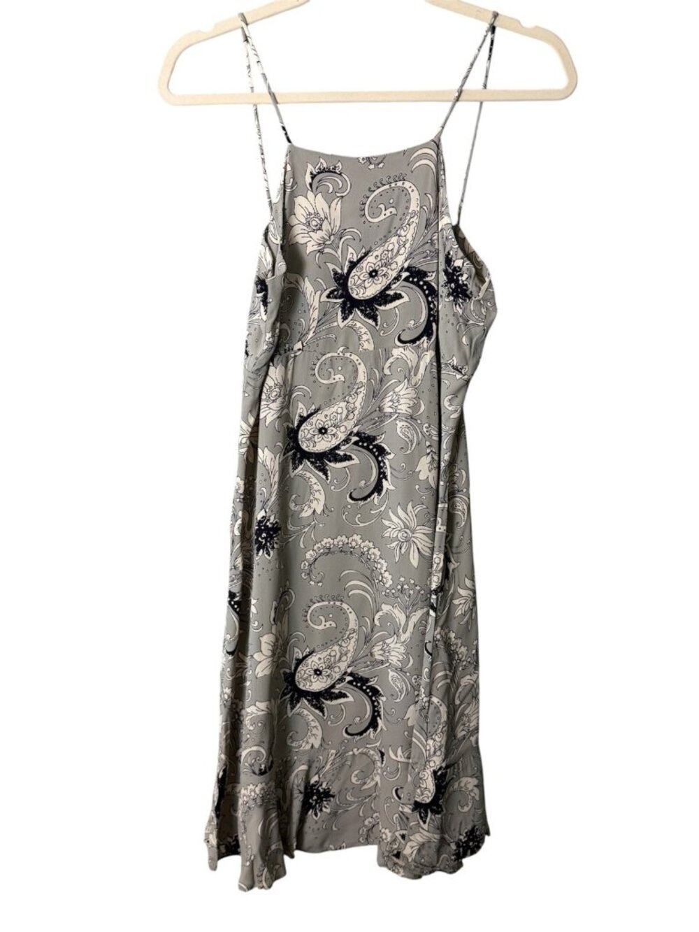 Cinnamon Girl Hawaii Slip Midi Dress sz 6 Grey Paisley Empire Waist Y2K Vintage